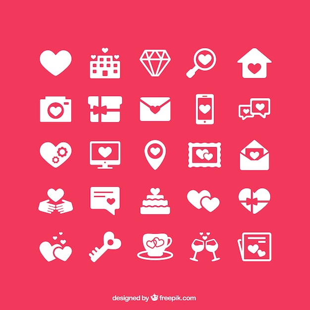 Valentine's icons collection Free Vector
