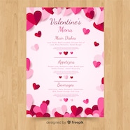 Valentine s Menu Template Vector Free Download