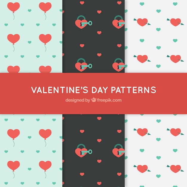 Valentine\'s patterns with decorative\
hearts