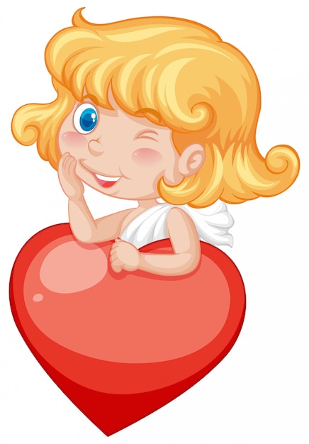 Premium Vector | Valentine theme with cute cupid and red heart