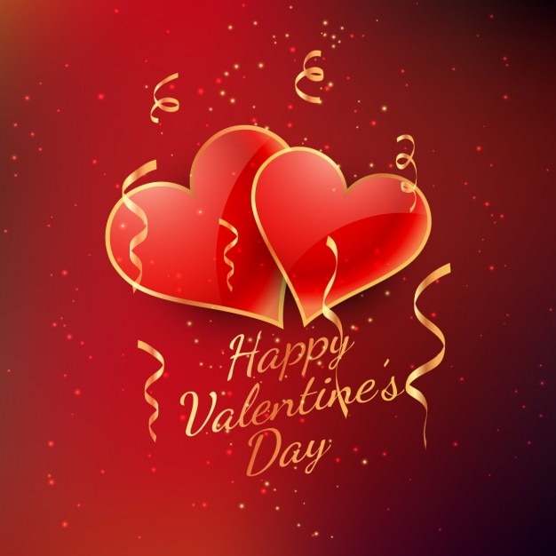 Download Free Vector | Valentines card with hearts and golden ...
