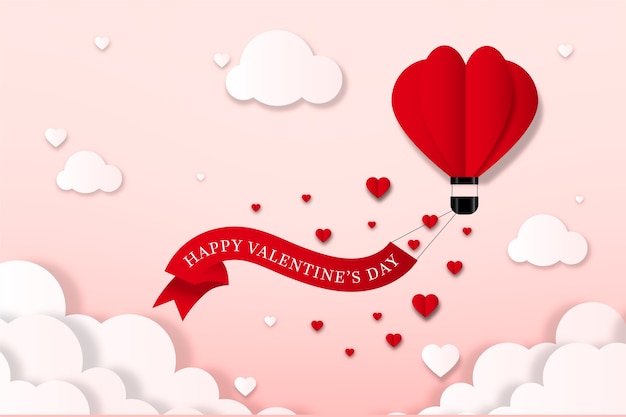 Valentines day background in paper style Free Vector