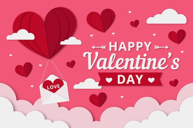 Premium Vector | Valentines day background in paper style