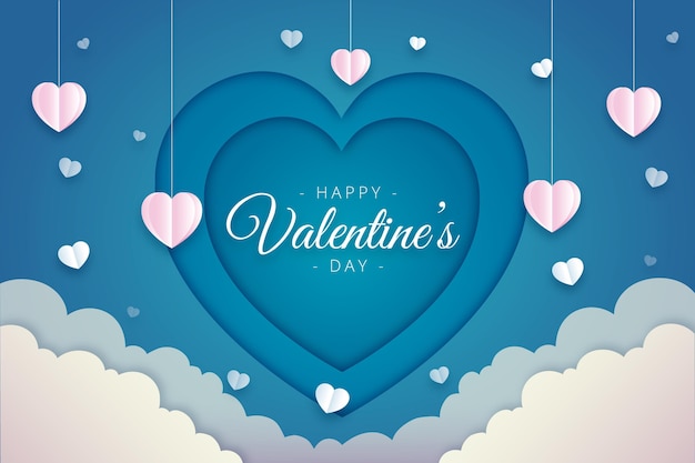 Valentines day background in paper style Free Vector