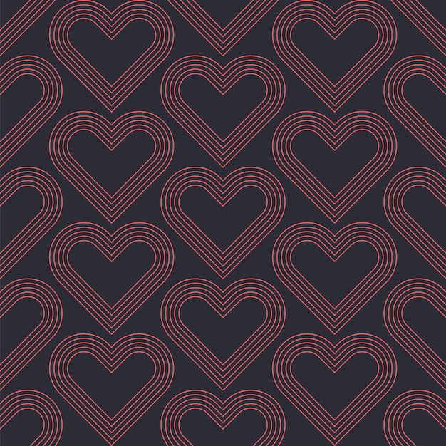 Premium Vector Valentines Day Background Vector Linear Modern Red Hearts Seamless Pattern 5083