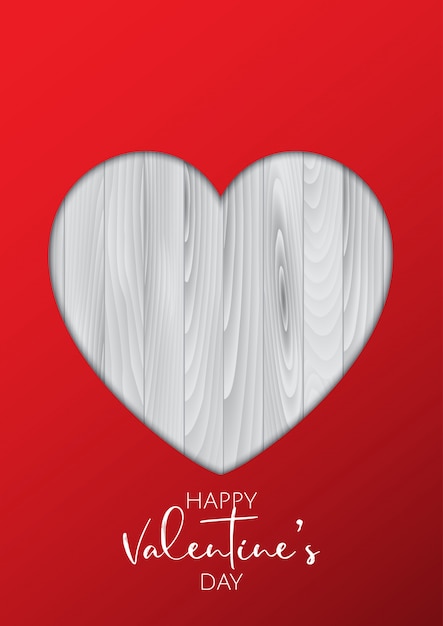 Free Vector Valentines Day Background With Cutout Heart On Wooden Texture