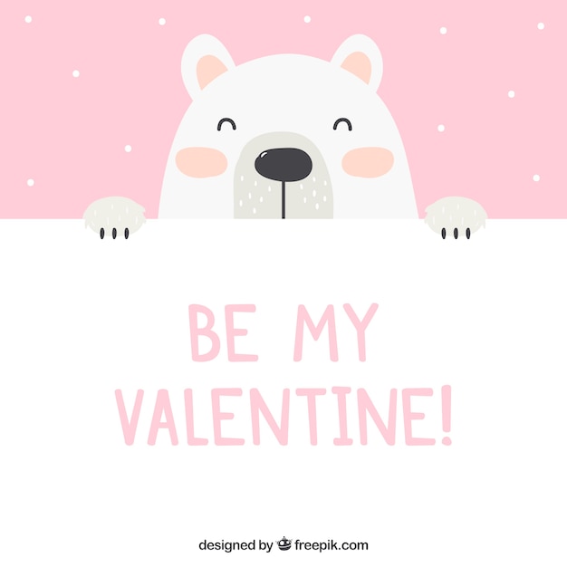 Valentines day background with polar bear Free Vector