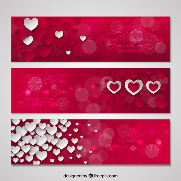 Valentines day banners in hot pink color