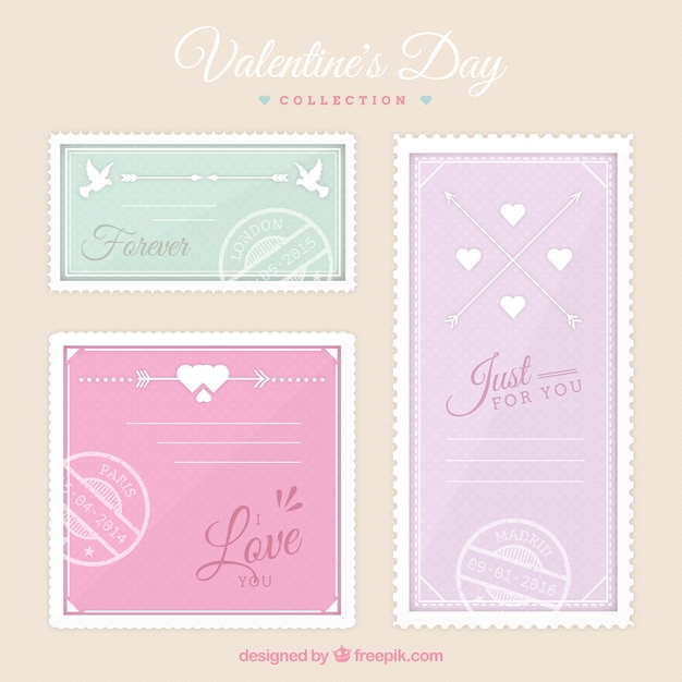 Valentines day banners in paste colors