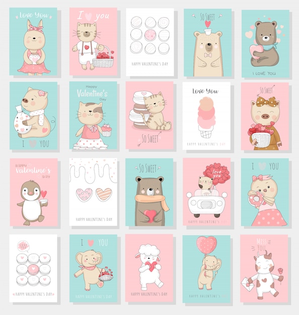 Valentines day card collection Premium Vector