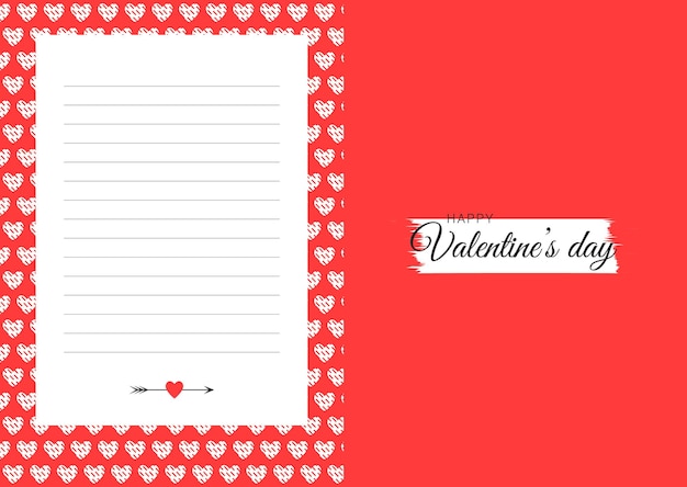 Premium Vector | Valentines day card template with lines and hearts