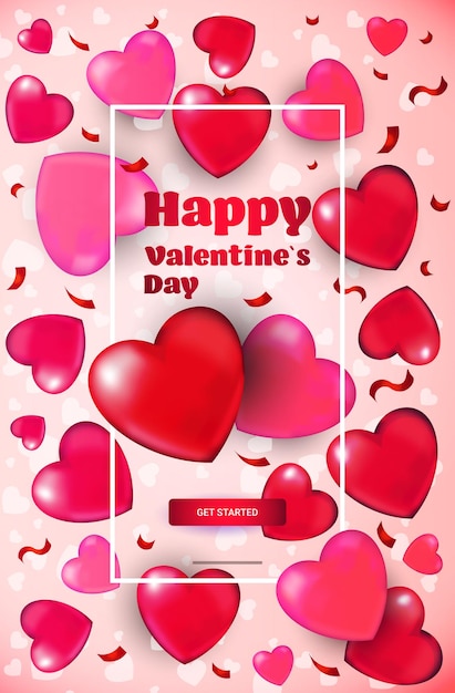 Premium Vector Valentines Day Celebration Love Banner Flyer Or Greeting Card With Hearts Vertical