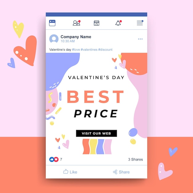 Free Vector Valentines Day Facebook Post Template