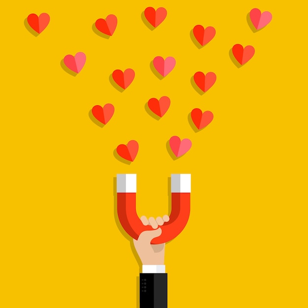 Premium Vector | Valentines day illustration. hand holding magnet and ...