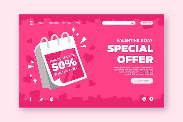 Valentines day landing page sale Vector | Free Download