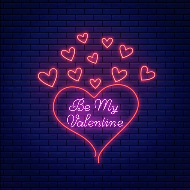 Premium Vector | Valentines day neon sign with bright lettering text ...