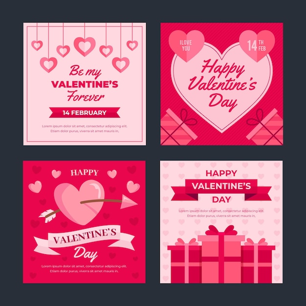 Premium Vector Valentines Day Post Collection