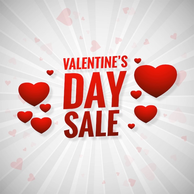 Valentines day sale banner with hearts Free Vector