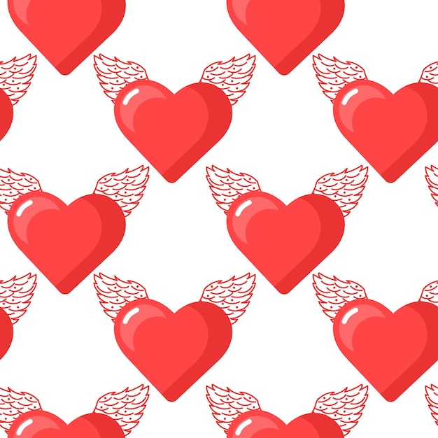 Premium Vector Valentines Day Seamless Pattern Heart Romance Flat Line Icons Endless Background 7255