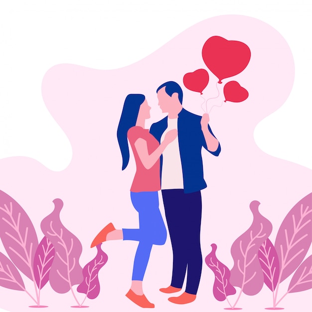 Premium Vector Valentines Day Vector Illustration With Couple In Love 