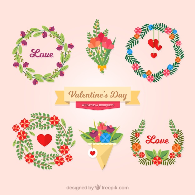 Valentines day wreath and bouquet set
