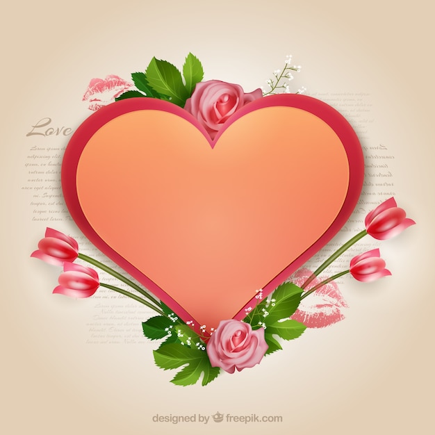 Valentines Heart And Flowers Vector | Free Download