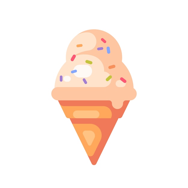 Download Vanilla ice cream cone with colorful sprinkles flat icon | Premium Vector