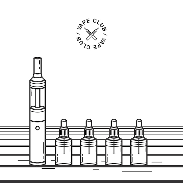 吸煙器 電子タバコとvapingジュースのイラスト プレミアムベクター