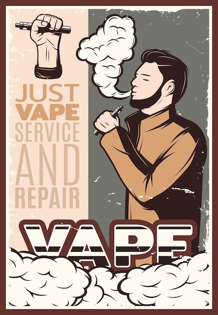 Vapingビンテージイラスト 無料のベクター