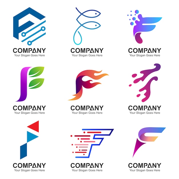 Variation of letter f logo collection Premium Vector