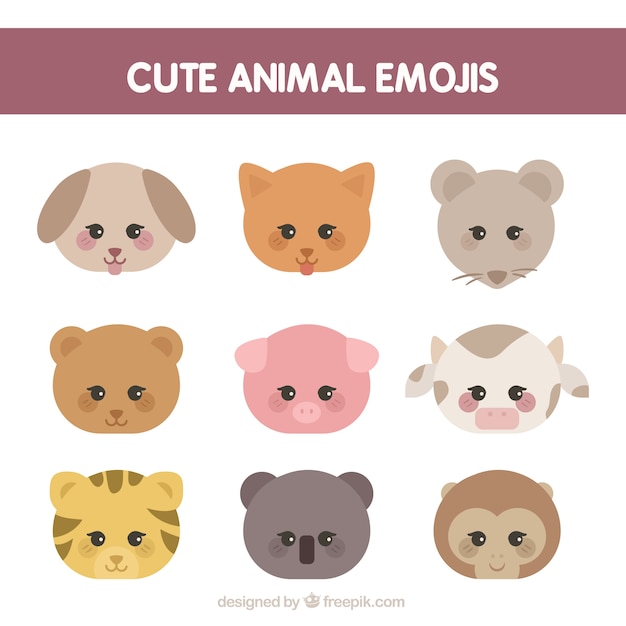 Download Variety of animal emojis | Free Vector