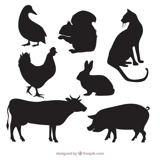 Download Variety of animal silhouettes | Free Vector
