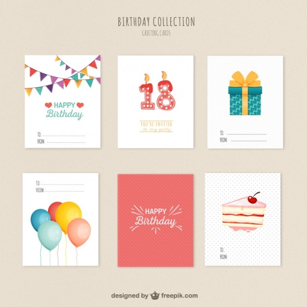 Download Variety of birthday cards Vector | Free Download