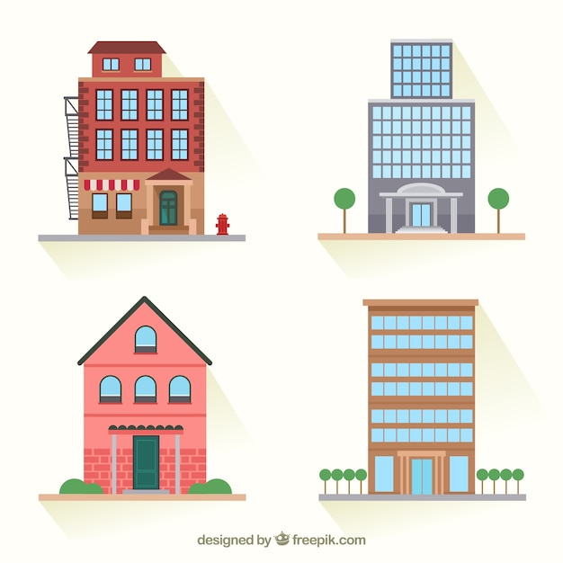 Variety of city buildings | Free Vector