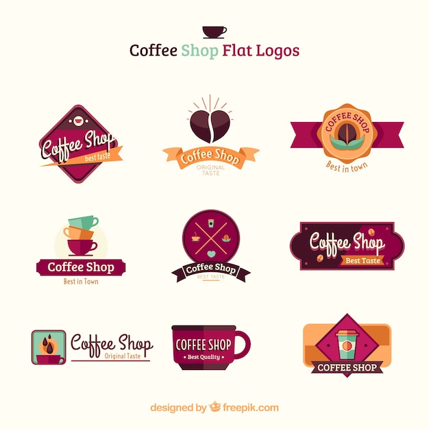Download Free Download This Free Vector Variety Of Coffee Shop Flat Logos Use our free logo maker to create a logo and build your brand. Put your logo on business cards, promotional products, or your website for brand visibility.