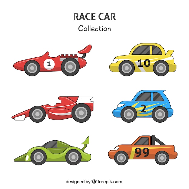 Free Vector | Variety of colored race cars