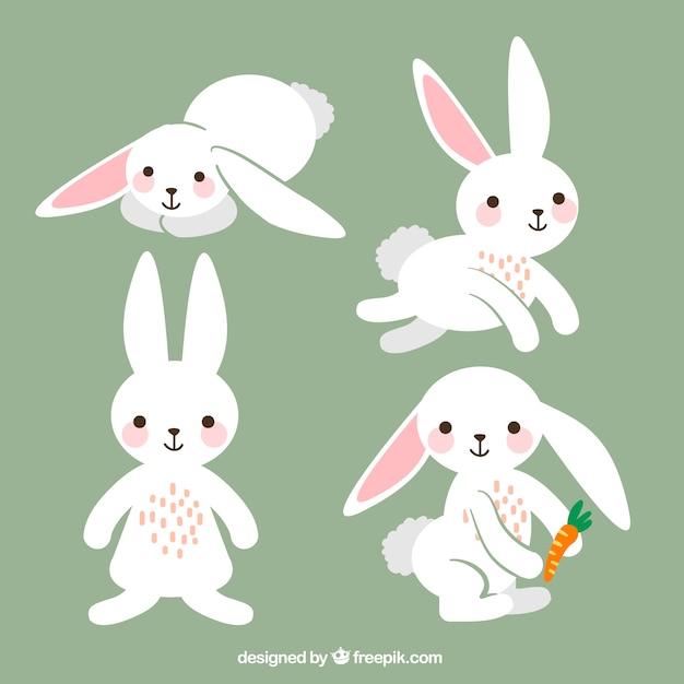 Download Variety of cute easter rabbits | Free Vector