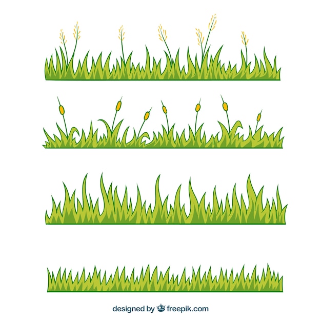 Free Vector | Variety of decorative grass borders in hand-drawn style