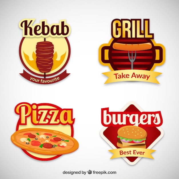 Download Free Variety Of Fast Food Badges Free Vector Use our free logo maker to create a logo and build your brand. Put your logo on business cards, promotional products, or your website for brand visibility.