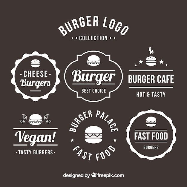 Download Free Vector | Variety of flat hamburger logos