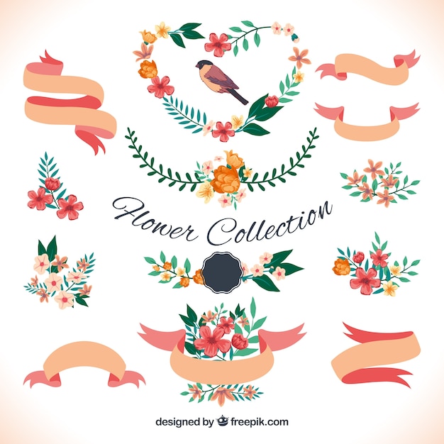 Download Free Vector | Variety of floral decoration