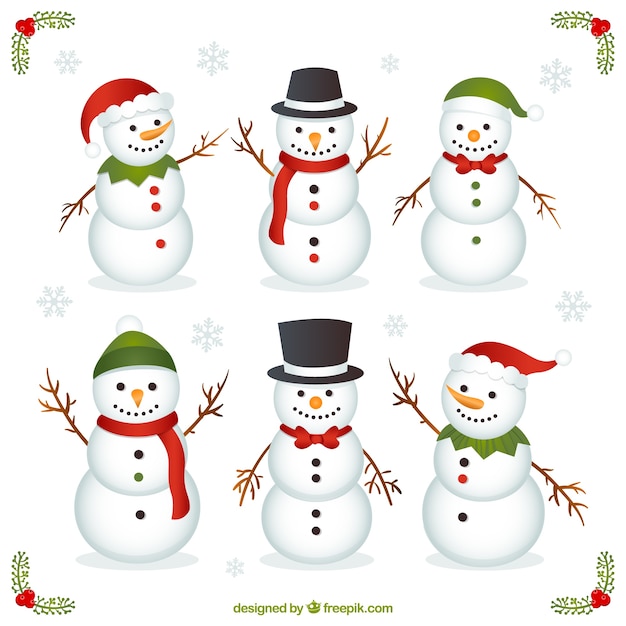 Premium Vector | Variety of funny snowman