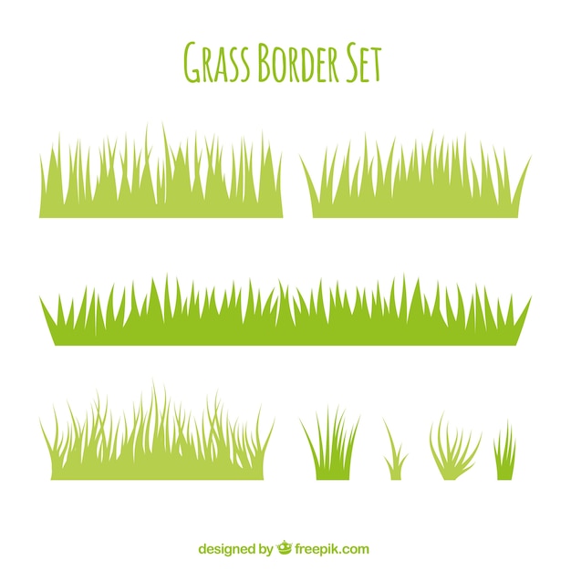 Free Vector Variety Of Grass Borders In Flat Design