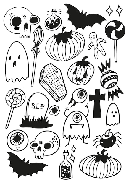 Premium Vector | A variety of halloween character drawings