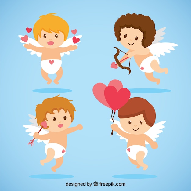 Free Vector Variety Of Illustrated Cupids 0204