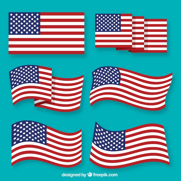 Download Variety of american flags in flat design Vector | Free ...