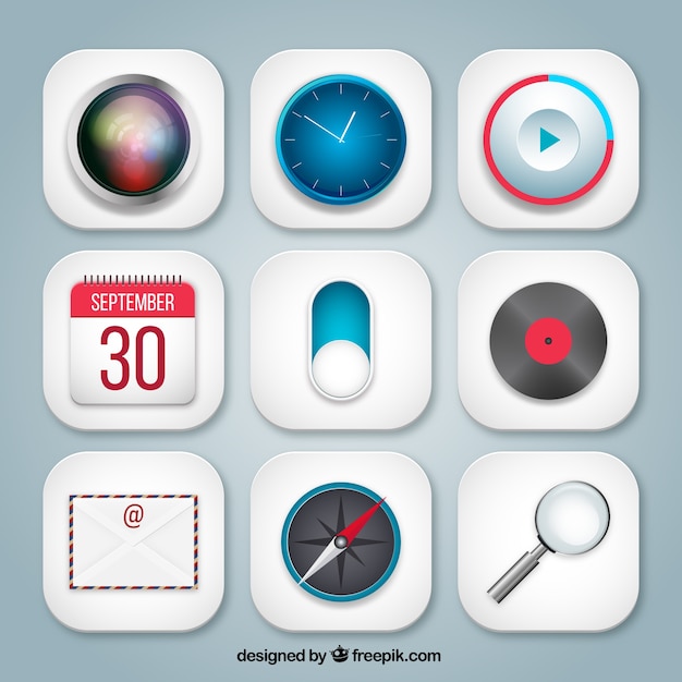 Variety of app icons Vector | Free Download