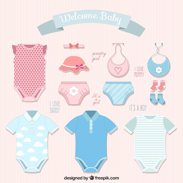 Download Variety of baby clothes Vector | Free Download