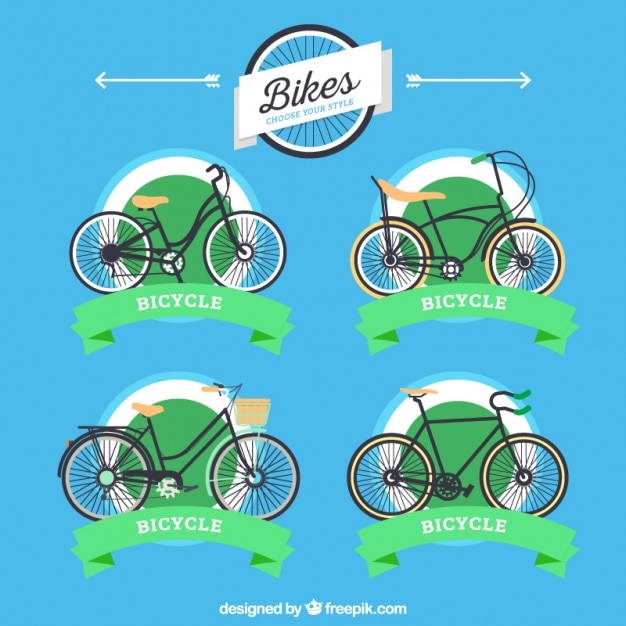 Variety of bicycle labels with ribbons