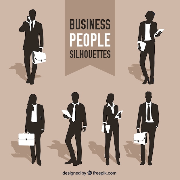 Variety of business people silhouettes
